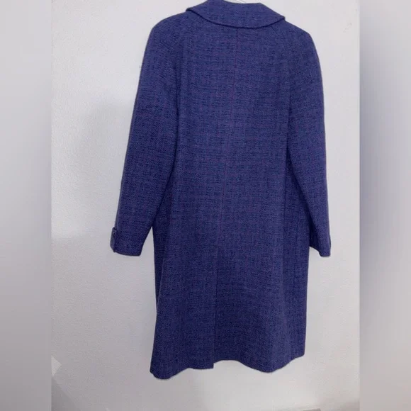Vintage 50s 60s Harris Tweed purple Wool Trench Coat L - Picture 5 of 8